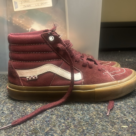 Vans Mens Sk8-Hi Maroon/Gum SZ.8 - Picture 3 of 12